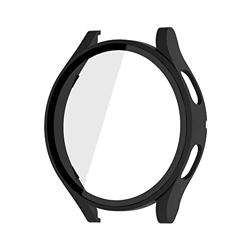 T TECLUSIVE Slim Curved Protective Cover with Tempered Glass Compatible for Galaxy Watch 4 44mm | Shockproof 360 Degree Protection Case with Tempered Glass (44MM, Black) - Image 1