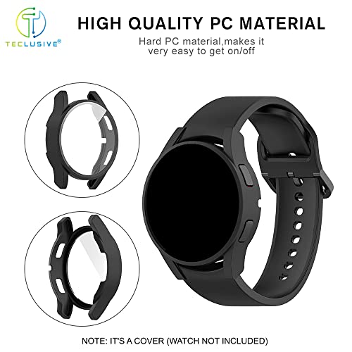 T TECLUSIVE Slim Curved Protective Cover with Tempered Glass Compatible for Galaxy Watch 4 44mm | Shockproof 360 Degree Protection Case with Tempered Glass (44MM, Black) - Image 5