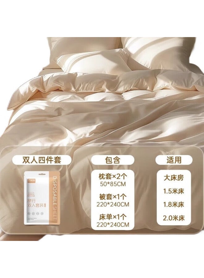 BADIGAO طقم بياضات سرير disposable مكون من أربع قطع بما في ذلك ملاءة السرير، غطاء اللحاف، أغطية الوسائد، ضروري للفنادق، السفر، ورحلات العمل - Image 2