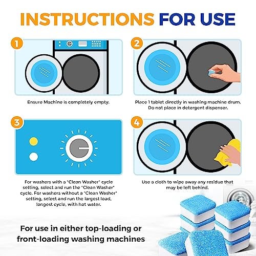 Bastion Washing Machine Cleaner, Deodorizer, & Descaler 6-Pack - Active Deep Cleaning Tablets For HE Front Loader & Top Load Washer, Septic Safe Eco-Friendly - 3 Month Supply - Image 5