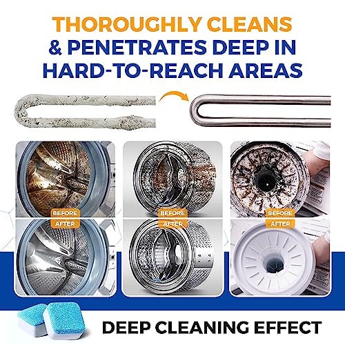 Bastion Washing Machine Cleaner, Deodorizer, & Descaler 6-Pack - Active Deep Cleaning Tablets For HE Front Loader & Top Load Washer, Septic Safe Eco-Friendly - 3 Month Supply - Image 2