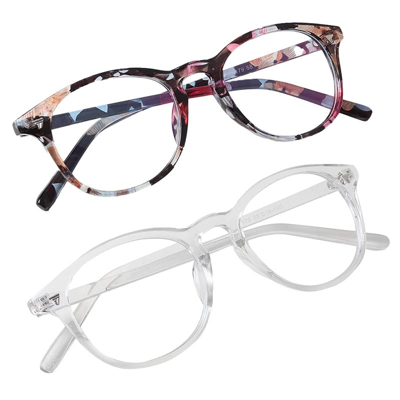 Iflash Blue Light Blocking Glasses Gaming Filter Transparent Round Eyeglasses for Eye Protection Men Women, Computer/Tablet/Laptop/Mobile/TV, Anti-blue & Anti eyestrain - Image 1