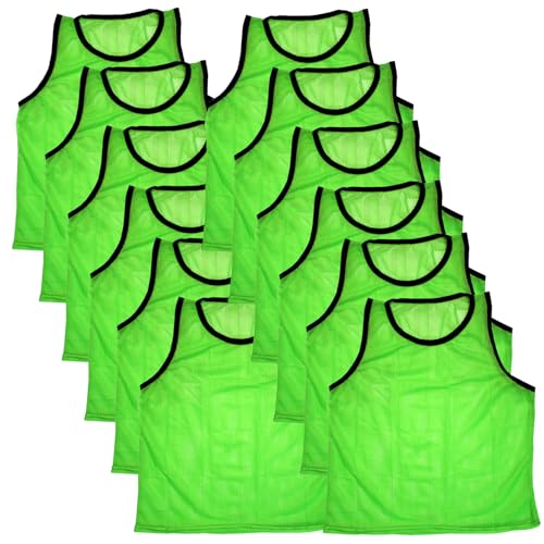 BlueDot Trading Boys 12 Pack Nylon Mesh Scrimmage Vests for Soccer, Football, Basketball, Lacrosse Team Practice Sports Training aids, Green, One Size US - Image 4