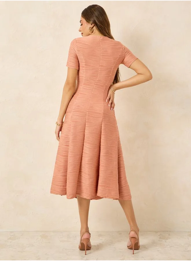 ستايلي Weave Texture A-Line Midi Dress