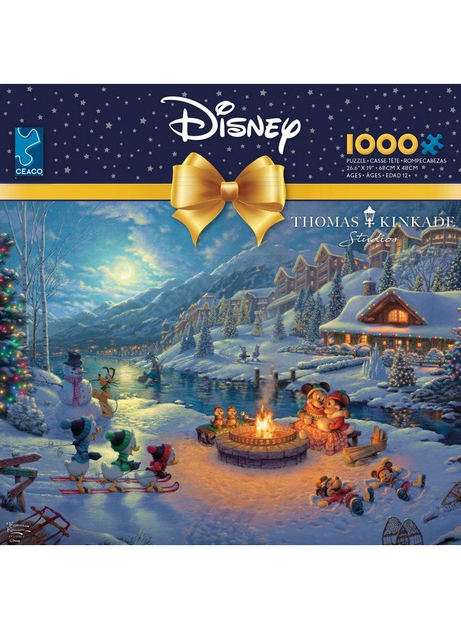 Ceaco Thomas Kinkade Disney Dreams Collection Holiday Mickey And Minnie Christmas Lodge 1000 Piece Jigsaw Puzzle - Image 2