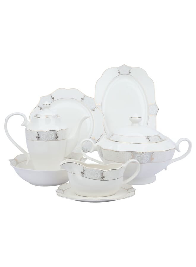 Alsaif Gallery Victoria Porcelain Dining Set With Gilded Pattern 166 Pieces - Image 1