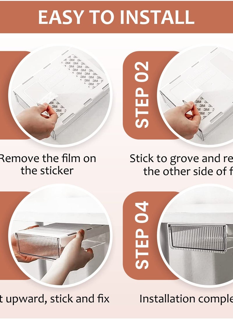 Excefore - Under Desk Drawer, Self-Adhesive Attachable Storage Organizer, Slide-out Hidden Drawer for Office, Home, School Classroom - Small White. - Image 1
