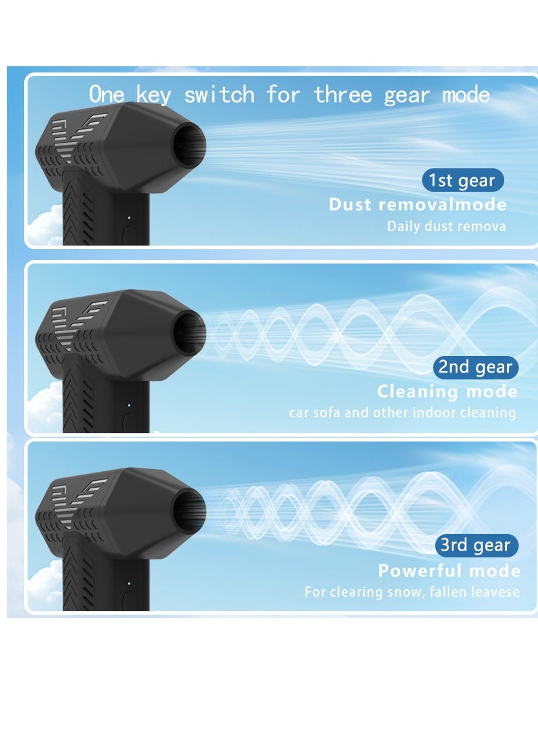 General Air dust collector, electric (52m/s strong wind speed ・ 7500mAh) air dust collector, with 3 nozzles, strongest, no fan, brushless motor 3-speed wind adjustment, small and powerful Type-C rechargeable type, multi-function (PC keyboard dust removal/car cleaning/car washing, snow blowing/yard cleaning, etc.)  - Image 3
