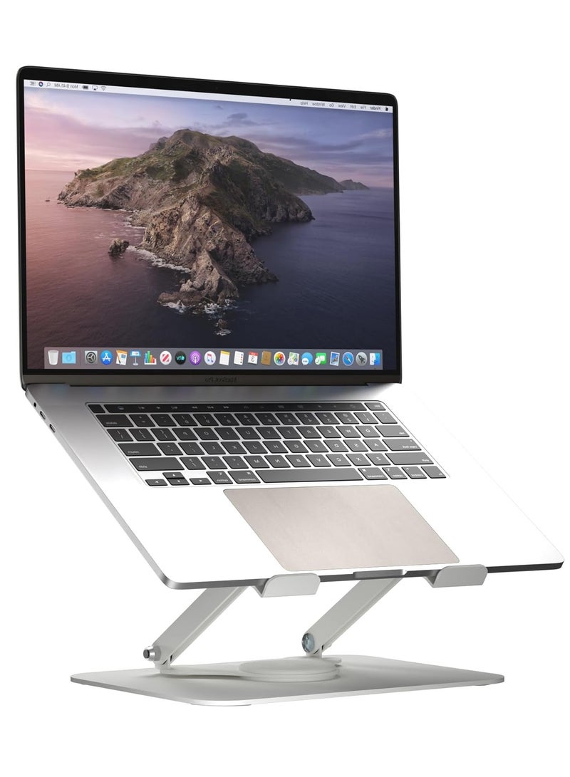 Laptop Stand for Desk, Ergonomic Foldable Computer Holder with Adjustable Height, Ventilated Laptop Desk Riser Compatible with MacBook Air, Pro, Dell XPS and Most 11-17 Inch Laptops (Silver) - Image 1