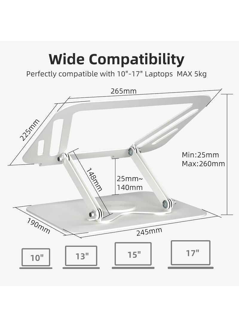 Laptop Stand for Desk, Ergonomic Foldable Computer Holder with Adjustable Height, Ventilated Laptop Desk Riser Compatible with MacBook Air, Pro, Dell XPS and Most 11-17 Inch Laptops (Silver) - Image 2