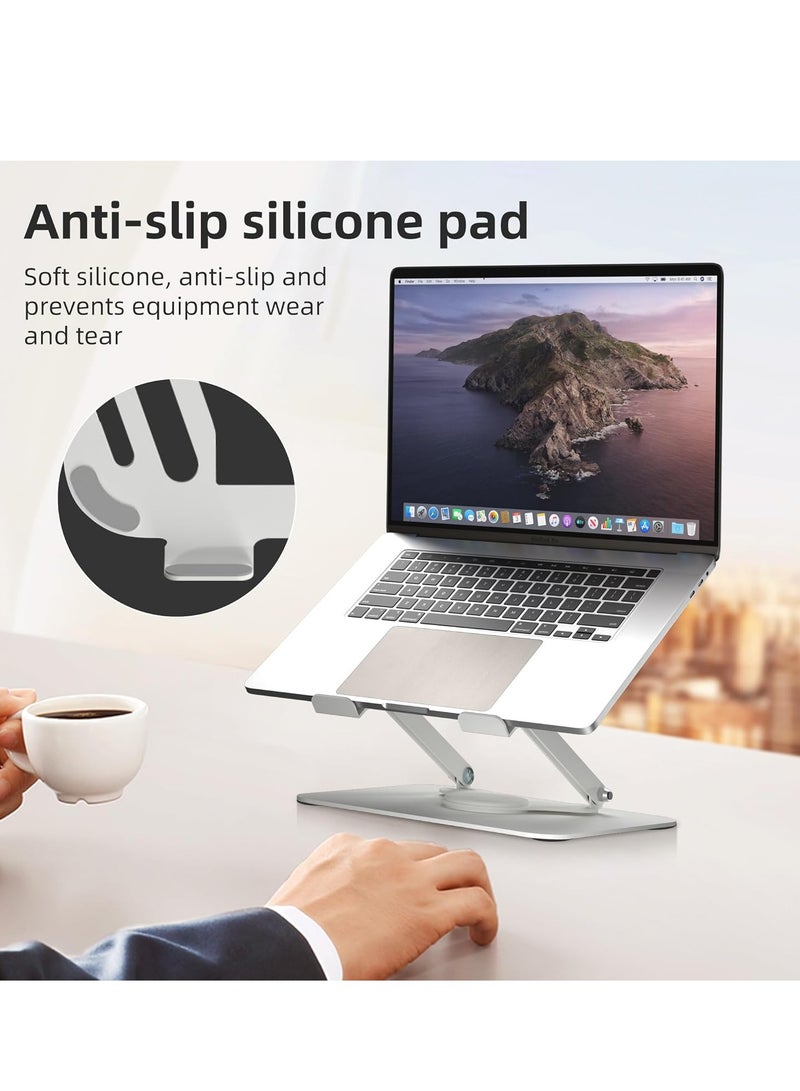 Laptop Stand for Desk, Ergonomic Foldable Computer Holder with Adjustable Height, Ventilated Laptop Desk Riser Compatible with MacBook Air, Pro, Dell XPS and Most 11-17 Inch Laptops (Silver) - Image 4