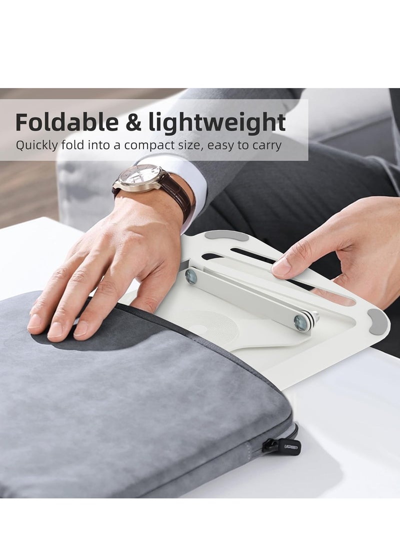 Laptop Stand for Desk, Ergonomic Foldable Computer Holder with Adjustable Height, Ventilated Laptop Desk Riser Compatible with MacBook Air, Pro, Dell XPS and Most 11-17 Inch Laptops (Silver) - Image 5