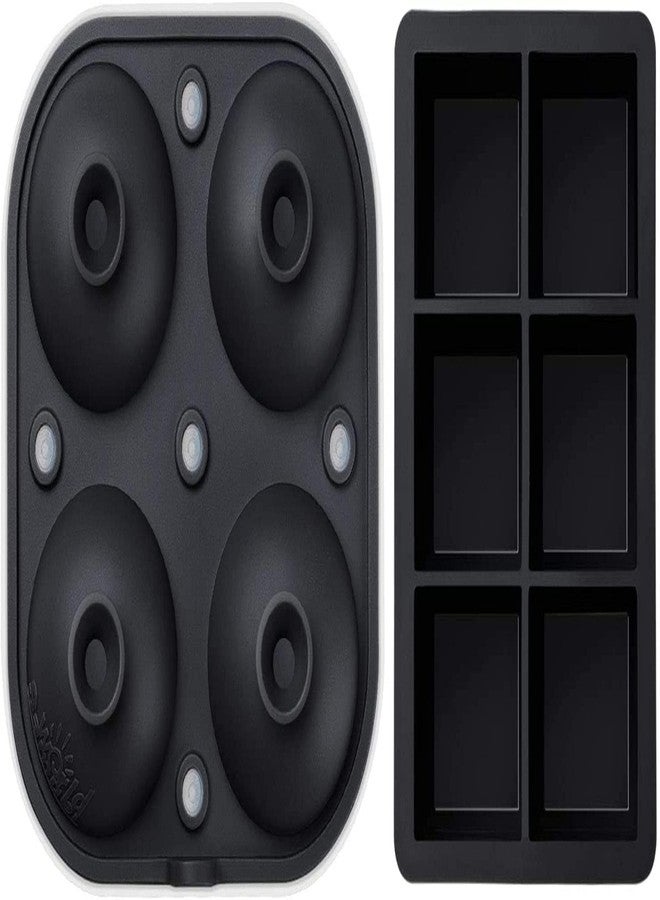 سامويل ورلد قوالب ثلج سيليكون كبيرة فاخرة من Samuelworld، مكعبات كبيرة بحجم 2 بوصة وقوالب ثلج كروية بحجم 2.5 بوصة - خالية من مادة BPA، صانعة ثلج حرفية للهدايا، سهلة الفك - أسود (مع كيس ثلج) - Image 5