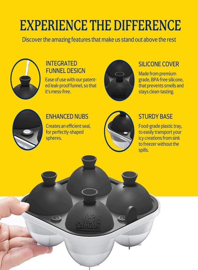 سامويل ورلد قوالب ثلج سيليكون كبيرة فاخرة من Samuelworld، مكعبات كبيرة بحجم 2 بوصة وقوالب ثلج كروية بحجم 2.5 بوصة - خالية من مادة BPA، صانعة ثلج حرفية للهدايا، سهلة الفك - أسود (مع كيس ثلج) - Image 4