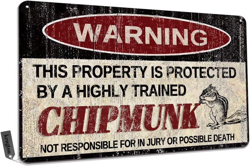 kengtou Vintage Chipmunk Warning Metal Sign - Image 1
