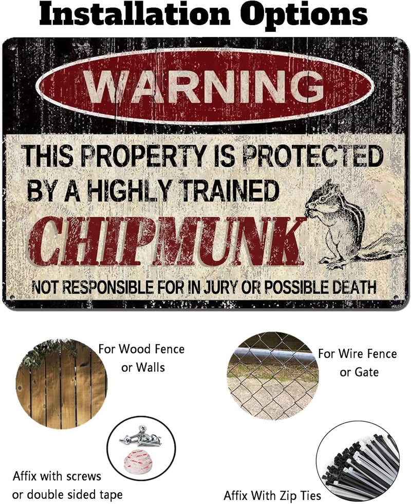 kengtou Vintage Chipmunk Warning Metal Sign - Image 4
