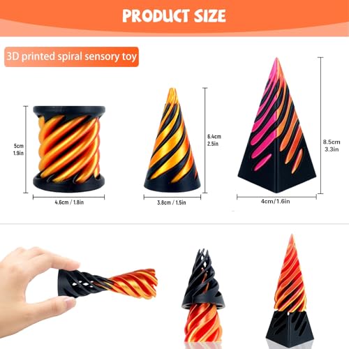 Gytera 3 Pack Impossible Cone Spiral Cone Passthrough Sculpture Fidget Toys Adults 3D Printed Spiral Cone Toys Stress Relief Desk Toy Impossible Spiral Decoration for Desk 3 Packs - Image 5