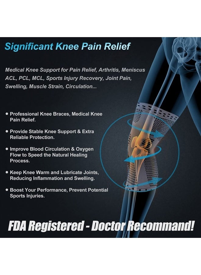 NEENCA 2 Pack Knee Braces for Knee Pain, Compression Knee Sleeves with Patella Gel Pad & Side Stabilizers, Knee Support for Meniscus Tear, Arthritis, Joint Pain, ACL, Runner, Workout- FSA/HSA APPROVED  - Image 4