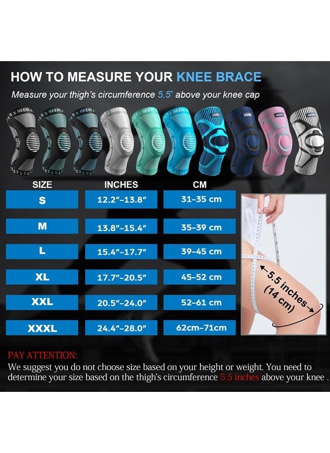 NEENCA 2 Pack Knee Braces for Knee Pain, Compression Knee Sleeves with Patella Gel Pad & Side Stabilizers, Knee Support for Meniscus Tear, Arthritis, Joint Pain, ACL, Runner, Workout- FSA/HSA APPROVED  - Image 5