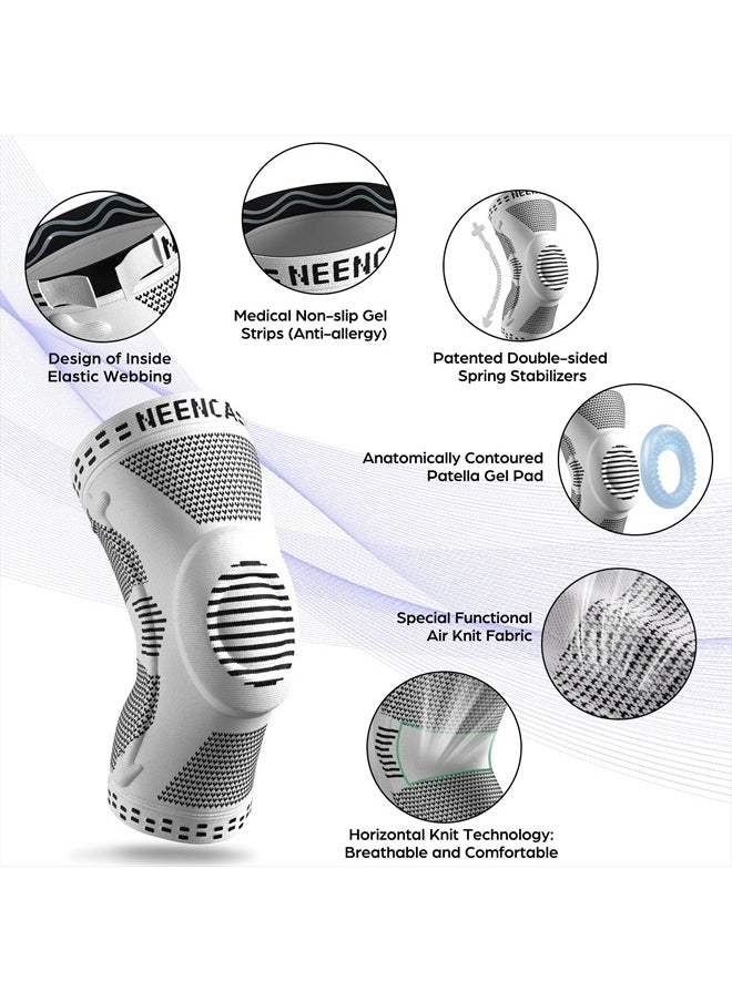NEENCA 2 Pack Knee Braces for Knee Pain, Compression Knee Sleeves with Patella Gel Pad & Side Stabilizers, Knee Support for Meniscus Tear, Arthritis, Joint Pain, ACL, Runner, Workout- FSA/HSA APPROVED  - Image 2