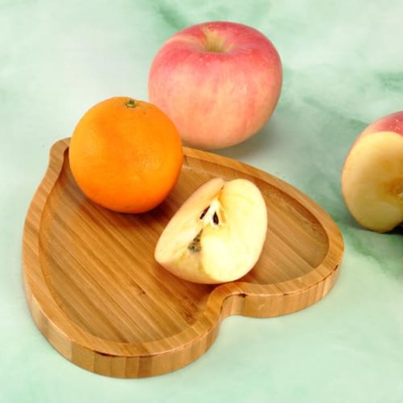 Heart Shaped Wood Serving Platters and Trays Side Dish Serving Trays Tabletop Serving Platters, Valentines Day Table Decorations Supplies 7.87inch - Image 4