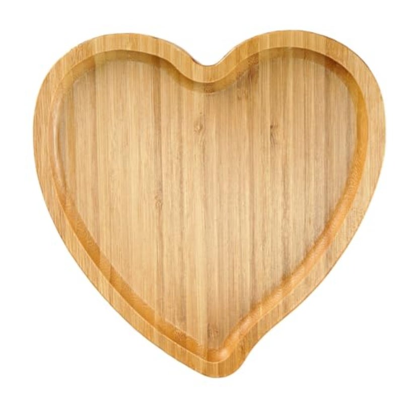 Heart Shaped Wood Serving Platters and Trays Side Dish Serving Trays Tabletop Serving Platters, Valentines Day Table Decorations Supplies 7.87inch - Image 1