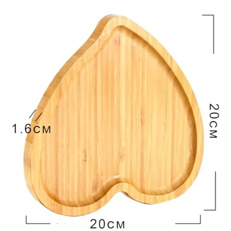 Heart Shaped Wood Serving Platters and Trays Side Dish Serving Trays Tabletop Serving Platters, Valentines Day Table Decorations Supplies 7.87inch - Image 2