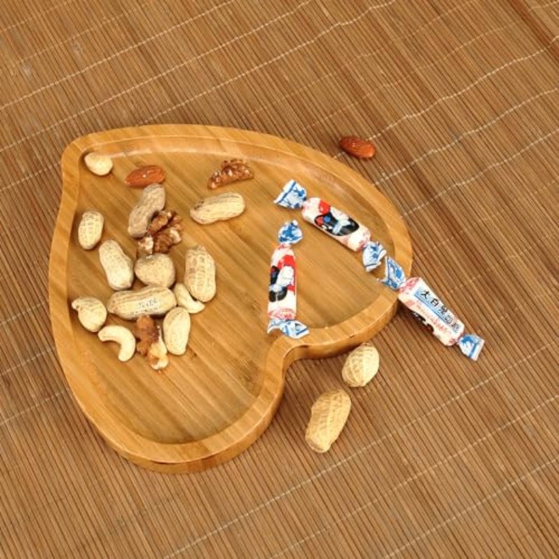 Heart Shaped Wood Serving Platters and Trays Side Dish Serving Trays Tabletop Serving Platters, Valentines Day Table Decorations Supplies 7.87inch - Image 3