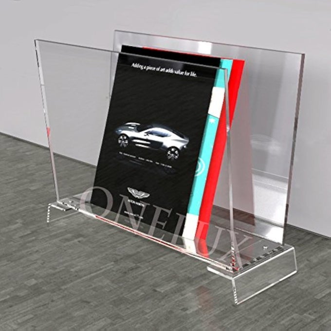 Clear Acrylic Home use Acrylic MagazineNewspaperbrochure RackLucite Book Holder KD Packed