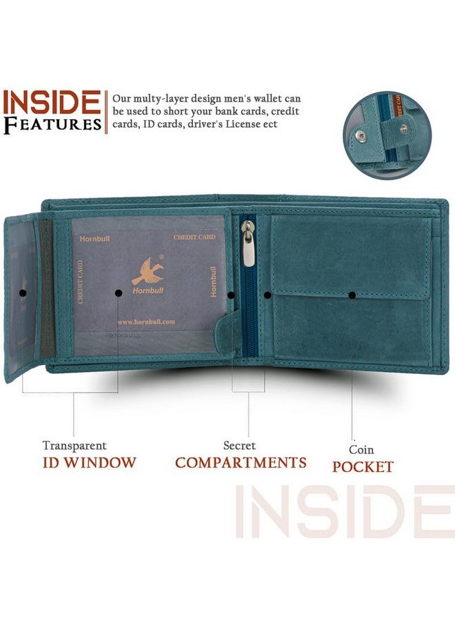 HORNBULL Vegas Aqua Blue RFID Blocking Hunter Leather Wallet for Men | Wallets Men Leather | Mens Wallet