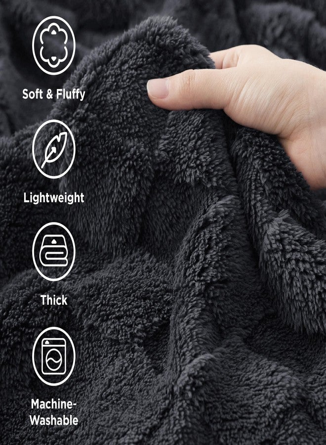 Bedsure GentleSoft Dark Grey Throw Blanket for Couch - Checkered Fleece Blankets Gifts for Women Men Girls, Cute Soft Cozy Throw for Bedroom Home Decor Gifts, 50x60 Inches - Image 3