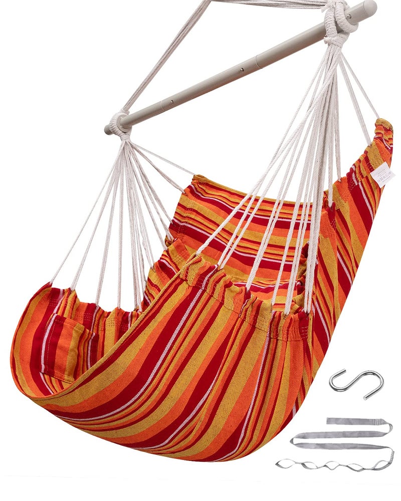 ADVOKAIR Hammock Chair Swing HeavyDuty Hanging Rope Swing Seat Supports 500 Lbs Ideal for Outdoor Patio Backyard Porch Deck Indoor Bedroom Use - Image 2