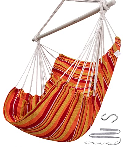 ADVOKAIR Hammock Chair Swing HeavyDuty Hanging Rope Swing Seat Supports 500 Lbs Ideal for Outdoor Patio Backyard Porch Deck Indoor Bedroom Use - Image 1