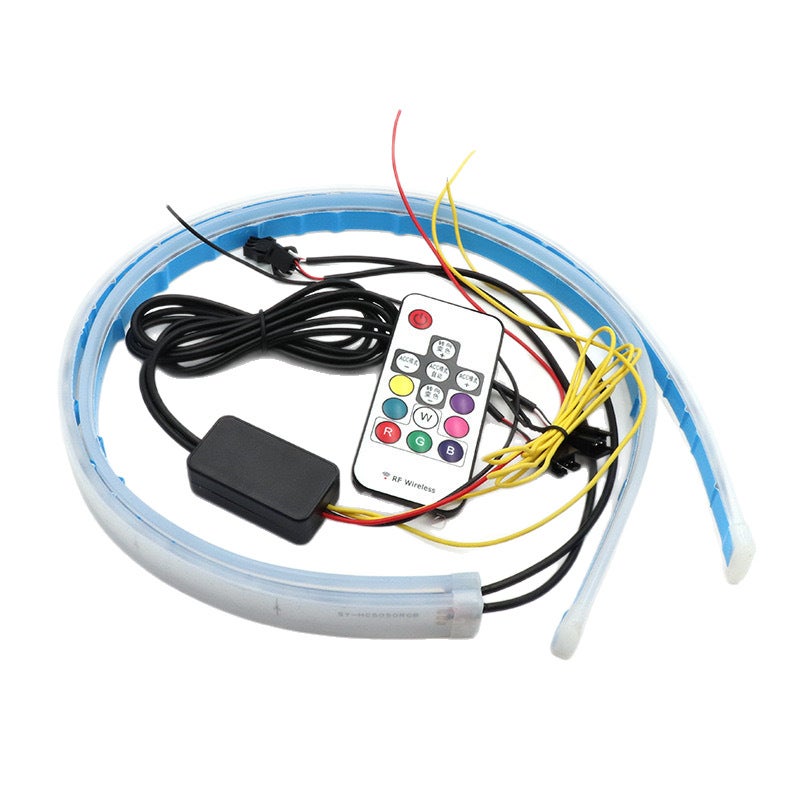 Car Light Guide Strip DRL Dual-Color Flowing Turn Signal RGB Remote Control - Image 3