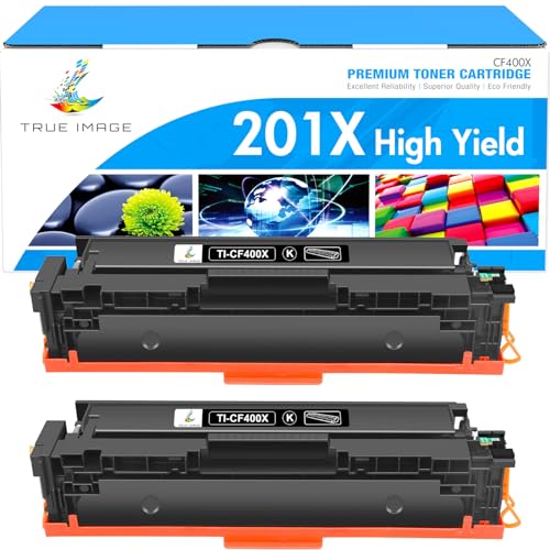 TRUE IMAGE Compatible Toner Cartridge Replacement for HP 201X CF400X 201A CF400A Color Laserjet Pro MFP M277dw M277c6 M252dw M252n M252 M277 M277n 277dw Ink Printer (Black, 2-Pack) - Image 1