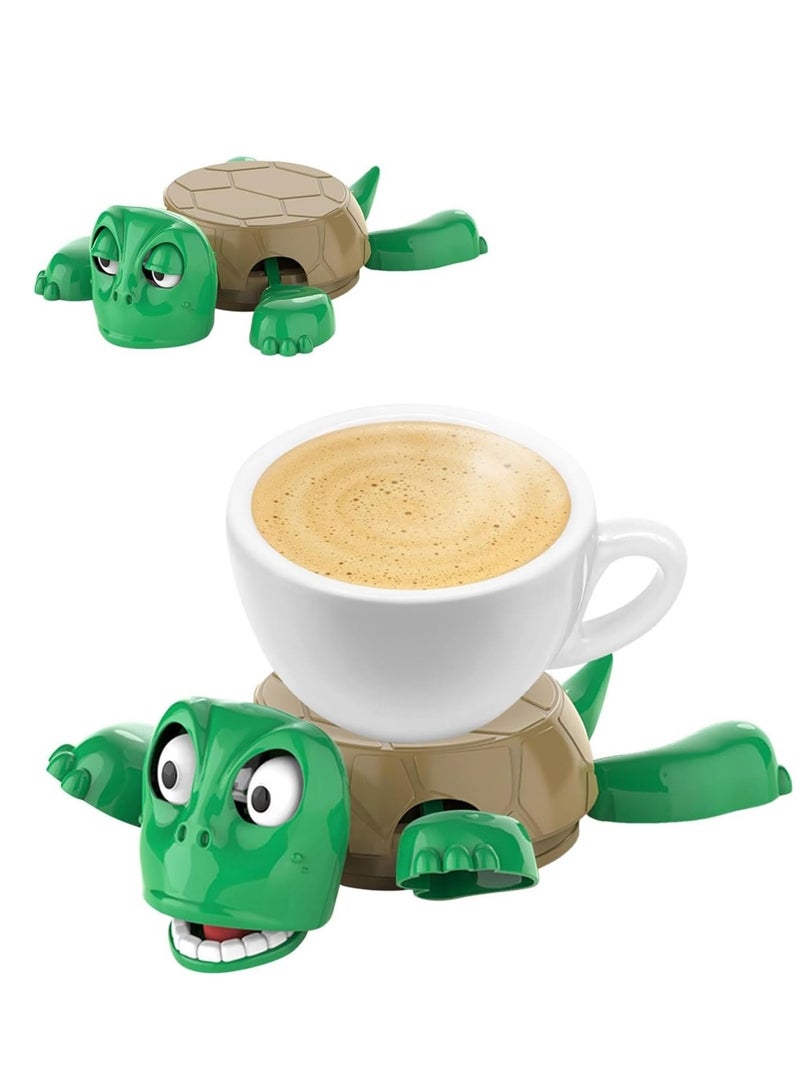 Funny sea turtle cup holder features an innovative design with a cute facial expression and moving tips when placing a cup, adding a unique touch to your table - Image 1