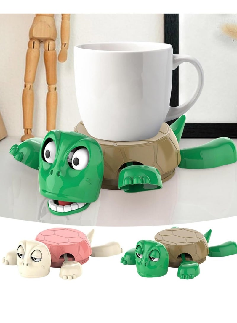 Funny sea turtle cup holder features an innovative design with a cute facial expression and moving tips when placing a cup, adding a unique touch to your table - Image 3
