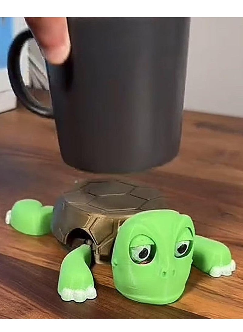 Funny sea turtle cup holder features an innovative design with a cute facial expression and moving tips when placing a cup, adding a unique touch to your table - Image 4