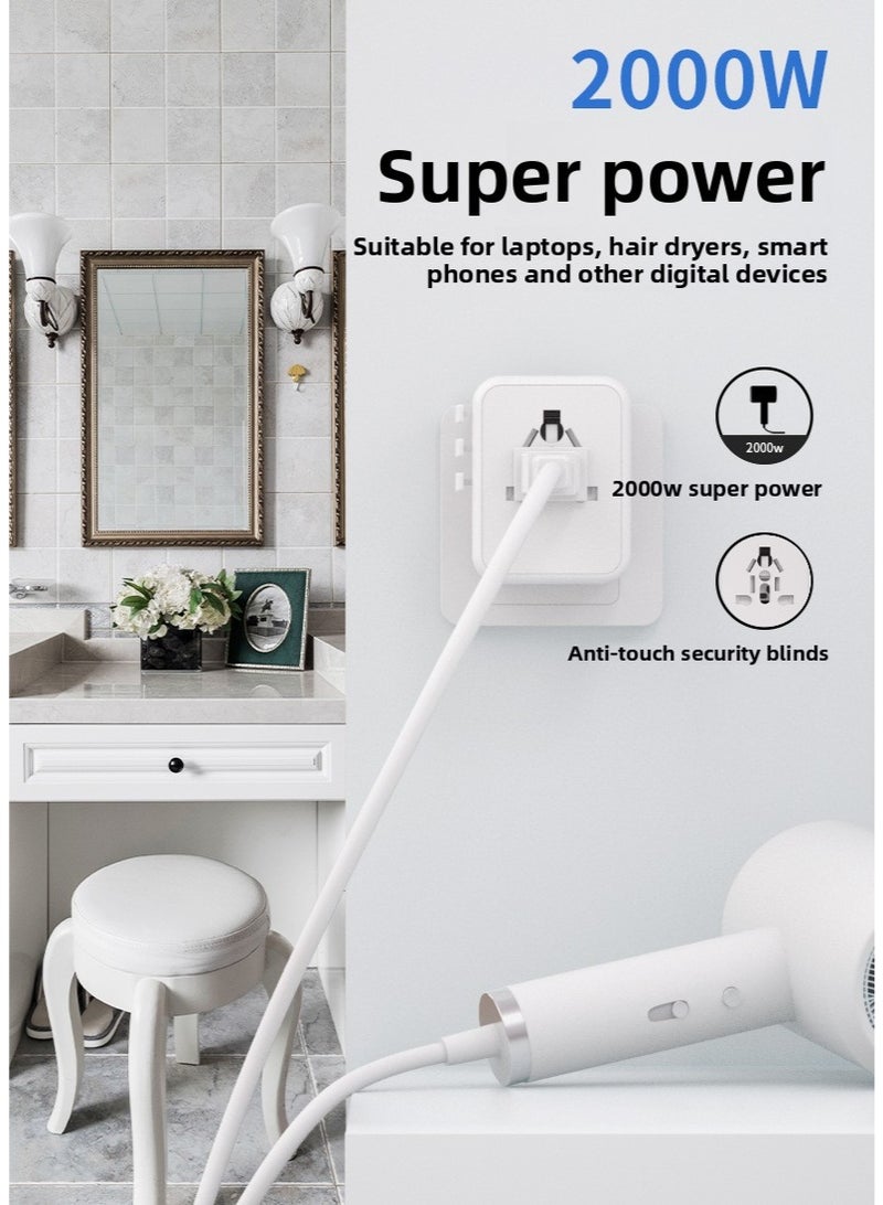 Universal International Power Travel Plug Adapter, 4 in 1 Travel Plug Adapter 2xUSB-A and 2xUSB C Fast Wall Charger and Worldwide AC Outlet for Europe, US, UK, Australia, Asia (Black) - Image 3