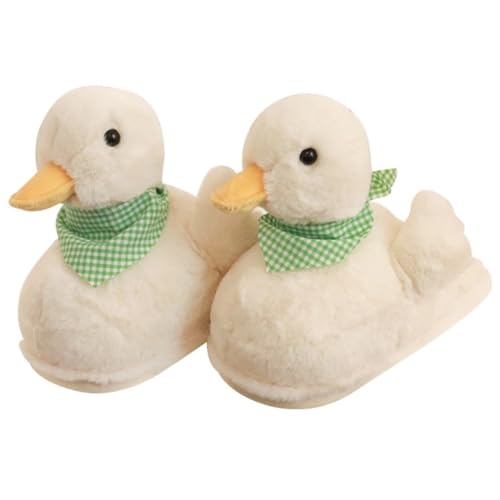 VTTDB Duck Slippers Women Fuzzy Animal Plush Winter Indoor House Slides Warm Fluffy Slipper(5.5-6.5,White,Female,adult,Adult,Medium,Women,Numeric Range,5.5,China,6.5) - Image 1