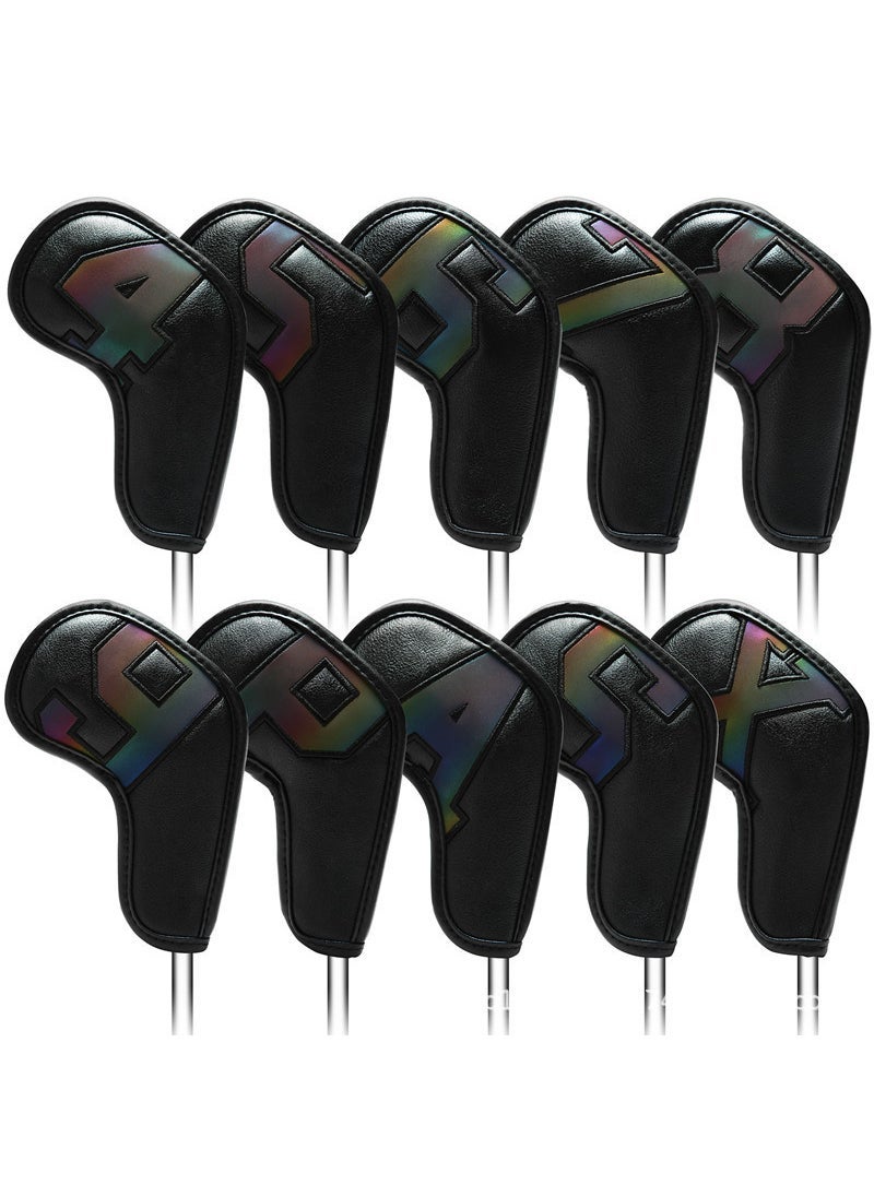 Generic - Cross-border generation golf iron cover colorful digital gradient pole cover protective cover factory golf supplies Magic Black - Image 1