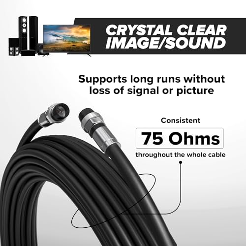 THE CIMPLE CO Coaxial Cable, 20 FT, Weatherproof Rubber Boot, Indoor/Outdoor TV Cable, High Speed Internet, Dual Shield, Satellite, Antenna, CATV, RG6, 6 Meters, Black - Image 5