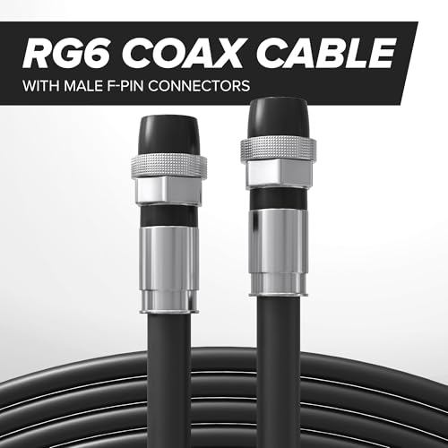 THE CIMPLE CO Coaxial Cable, 20 FT, Weatherproof Rubber Boot, Indoor/Outdoor TV Cable, High Speed Internet, Dual Shield, Satellite, Antenna, CATV, RG6, 6 Meters, Black - Image 2