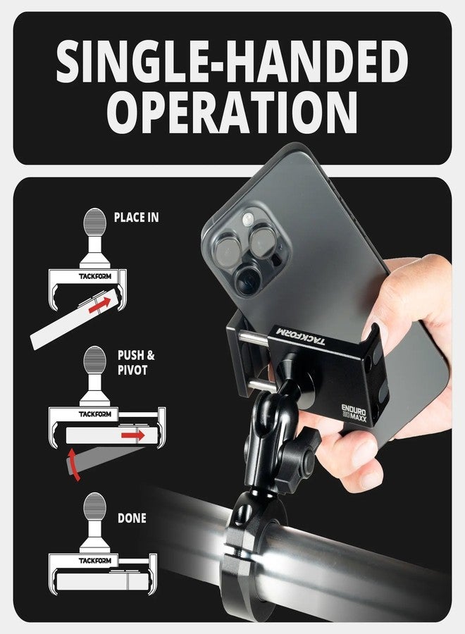 Tackform Metal Motorcycle Mount for Phone - [Enduro Series] - NO SLINGS NEEDED. Rock solid grip on any smartphone including regular and Plus sized iPhone and Samsung devices. - Image 5