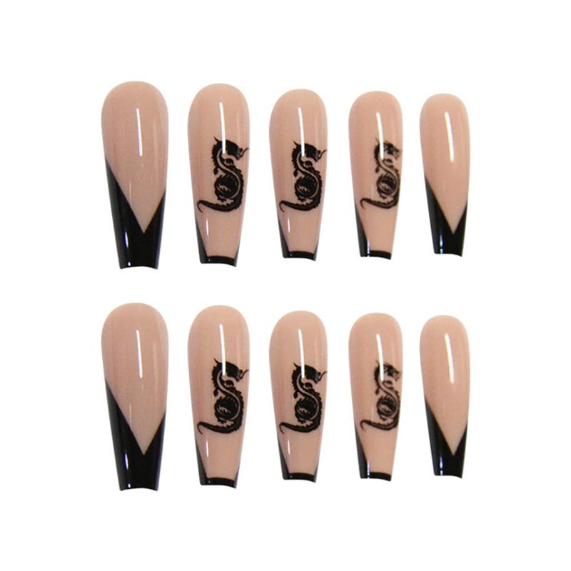 YoYoee French Press on Nails Long Acrylic Fake Nails Coffin Full Cover Ballerina False Nails for Women and Girls 24PCS - Image 3