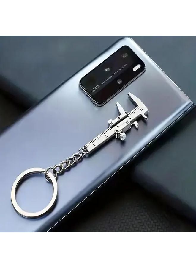 2Pcs Mini Golden Metal Vernier Caliper Keychain Zinc Alloy Precision Measuring Tool - Image 5