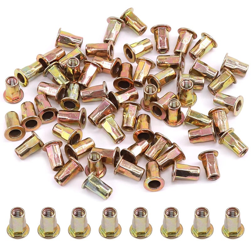 Glarks 60 قطعة من صمولة ريفيت نصف سداسية M4 مع فلانج مصنوعة من الفولاذ الكربوني مطلية بالزنك مجموعة صمولة ريفنت (M4) - Image 1