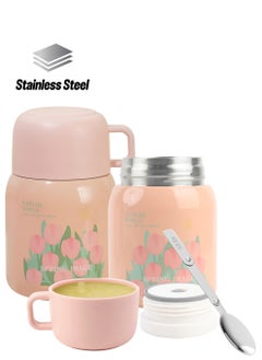 Excefore Vacuum Insulated Food Jar, 500ml Soup Thermal Hot Food Containers for Lunch, Insulated Food Jar for Kids, with Spoon for School, Office, Camping (Pink)  - Image 1