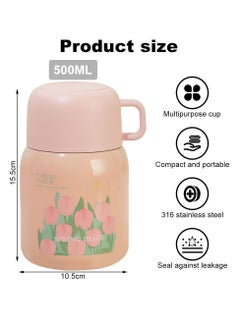 Excefore Vacuum Insulated Food Jar, 500ml Soup Thermal Hot Food Containers for Lunch, Insulated Food Jar for Kids, with Spoon for School, Office, Camping (Pink)  - Image 2