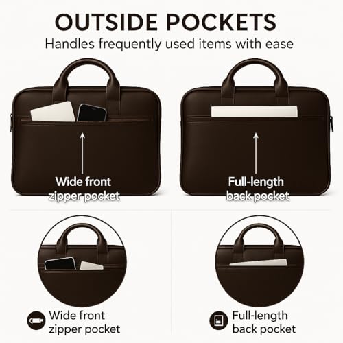 TARAVEE Premium Laptop Shoulder Sling Bag, Executive Business Travel Messenger Bag for Men & Women, Luxury Protective Laptop Case Compatible with MacBook, HP, Dell, (15.6 Inches) - Image 5